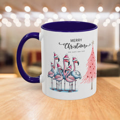 Colorful Holiday Mug, Christmas Flamingo Design
