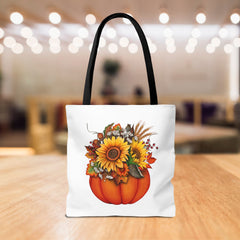 Autumn Floral Tote Bag, Pumpkin Harvest Bag,