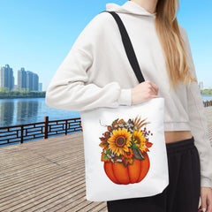 Autumn Floral Tote Bag, Pumpkin Harvest Bag,