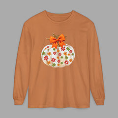 Pumpkin Floral Long Sleeve T-Shirt,
