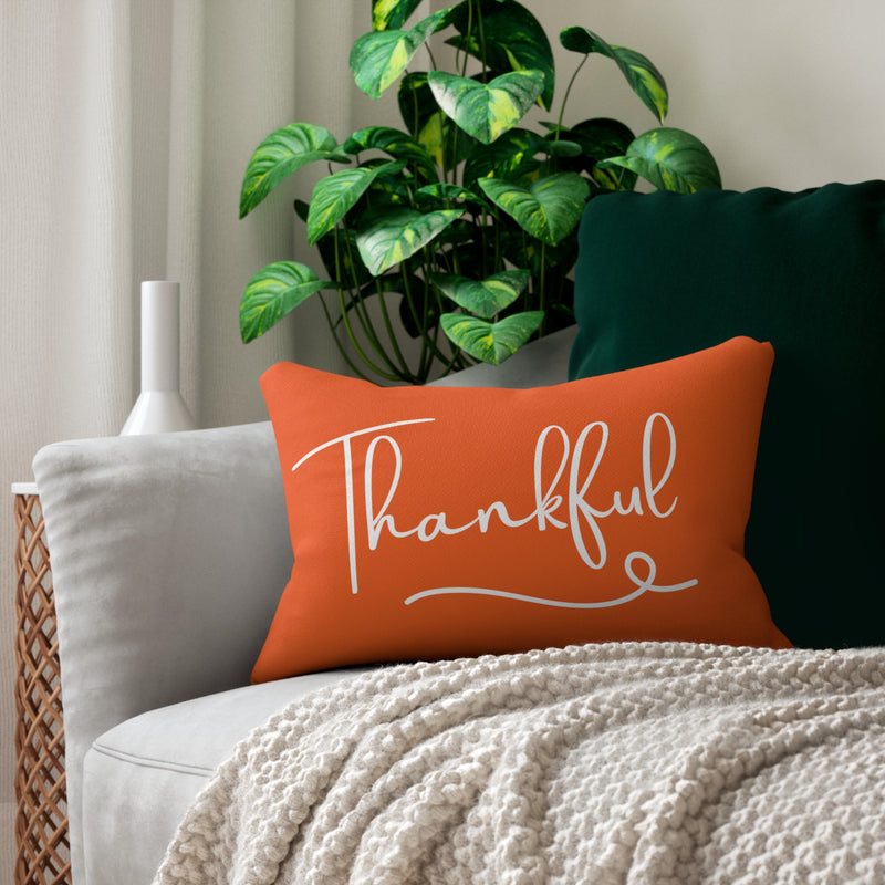 Thankful Lumbar Pillow, Thanksgiving Cushion,