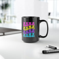Mama Rainbow Retro 15oz Black Coffee Mug