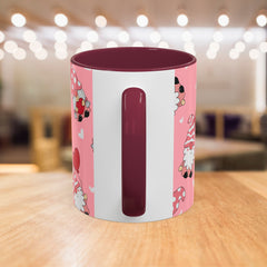 Valentine Gnome Coffee Mug — Pink Heart Pattern 11oz/15oz