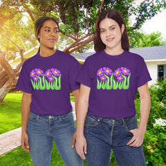 Floral Trio Tee — Retro Purple Flower Graphic Shirt