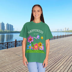 Cheerful Flower Graphic T-Shirt, Happiness Tee,