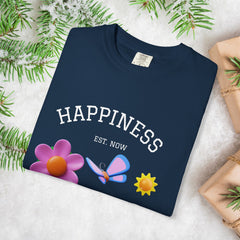 Cheerful Flower Graphic T-Shirt, Happiness Tee,