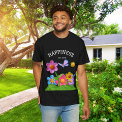 Cheerful Flower Graphic T-Shirt, Happiness Tee,