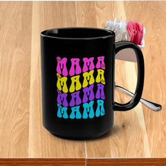 Mama Rainbow Retro 15oz Black Coffee Mug
