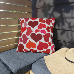 Heart Pattern Pillow — Red & Pink Valentine Patio Cushion