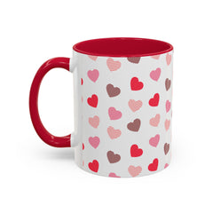 Heart Pattern Coffee Mug — Cute Pink & Red Hearts Ceramic Mug (11oz/15oz)