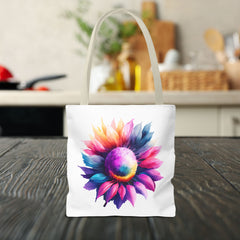 Vibrant Floral Tote Bag, Colorful Flower Design,