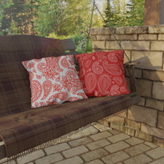 Reversible Red Paisley Outdoor Pillows