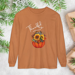 Thankful Floral Pumpkin Long Sleeve T-Shirt,
