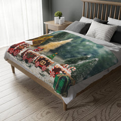 Christmas Gingerbread Village Velveteen Blanket