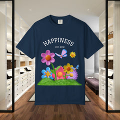 Cheerful Flower Graphic T-Shirt, Happiness Tee,