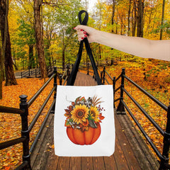 Autumn Floral Tote Bag, Pumpkin Harvest Bag,