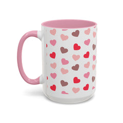 Heart Pattern Coffee Mug — Cute Pink & Red Hearts Ceramic Mug (11oz/15oz)