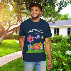 Cheerful Flower Graphic T-Shirt, Happiness Tee,