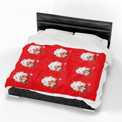 Christmas Santa Plush Velveteen Blanket, Holiday Throw Blanket,