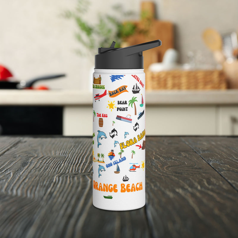 Orange Beach Water Bottle, Eco-Friendly Stainless Steel Hydration Flask,