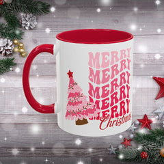 Pink Merry Merry Merry Christmas Mug