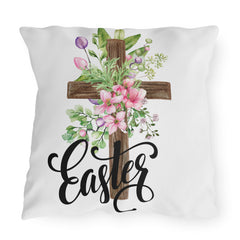 Easter Floral Cross Throw Pillow — Spring Garden Decorative Accent