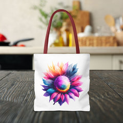 Vibrant Floral Tote Bag, Colorful Flower Design,