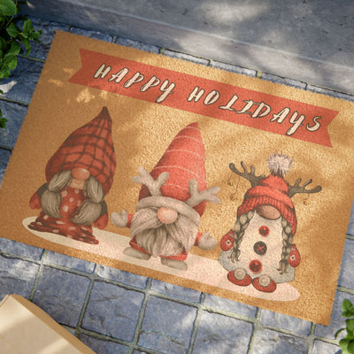 Festive Holiday Doormat, Seasonal Gnome Rug,