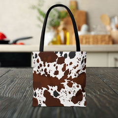 Chic Cow Print Tote Bag, Stylish Reusable Shopping Tote,