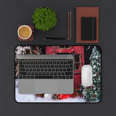 Festive Desk Mat with Holiday Scene, Christmas Desk Accessory,