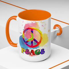 Colorful Peace Mug with Tie-Dye Design, Various Colors & Sizes