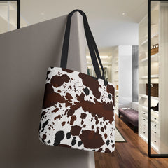 Chic Cow Print Tote Bag, Stylish Reusable Shopping Tote,