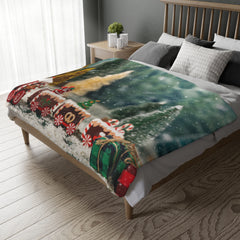 Christmas Gingerbread Village Velveteen Blanket