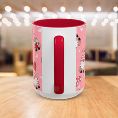 Valentine Gnome Coffee Mug — Pink Heart Pattern 11oz/15oz