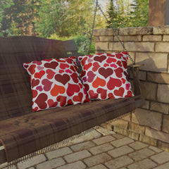 Heart Pattern Pillow — Red & Pink Valentine Patio Cushion