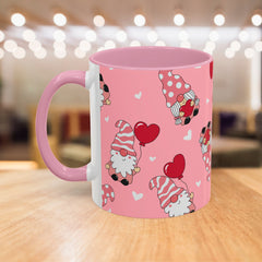 Valentine Gnome Coffee Mug — Pink Heart Pattern 11oz/15oz