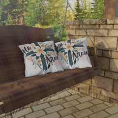 He Arose Outdoor Pillow — Floral Cross Easter Decorative Cushion