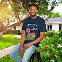 Cheerful Flower Graphic T-Shirt, Happiness Tee,