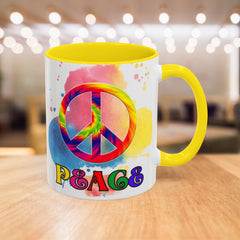 Colorful Peace Mug with Tie-Dye Design, Various Colors & Sizes