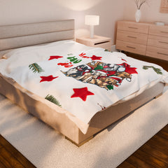 Christmas Pups Velveteen Plush Blanket