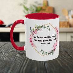 Joshua 24:15 Floral Faith Mug — "As for Me and My House, We Will Serve the Lord" (11oz/15oz)