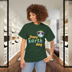 Earth Day T-Shirt — "Happy Earth Day" Cute Earth with Sunglasses Eco Graphic Tee
