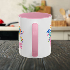 Be Happy Floral Mug — Colorful 11oz & 15oz Ceramic Coffee Mug