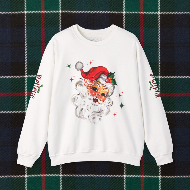 Christmas Santa Sweatshirt, Retro Santa Believe Shirt