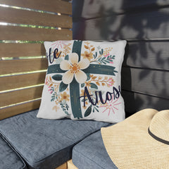 He Arose Outdoor Pillow — Floral Cross Easter Decorative Cushion