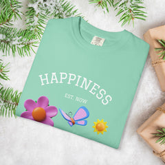 Cheerful Flower Graphic T-Shirt, Happiness Tee,