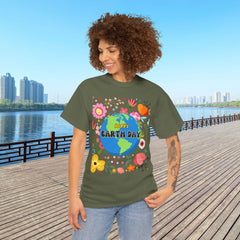 Earth Day Floral Tee — "Happy Earth Day" Graphic T-Shirt