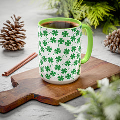 Shamrock Pattern Coffee Mug — St. Patrick’s Day Green Clover Ceramic Mug (11oz & 15oz)