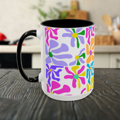 Colorful Floral Pattern Mug — Bright Retro Daisy Coffee Cup (11oz & 15oz)