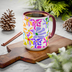 Colorful Floral Pattern Mug — Bright Retro Daisy Coffee Cup (11oz & 15oz)